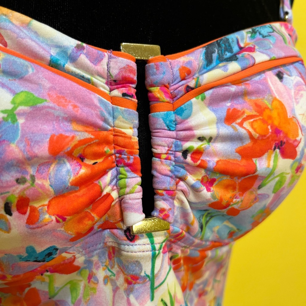 Liz Claiborne Floral Convertible Tankini Top Size 8 - Picture 4 of 12